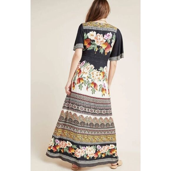 Farm Rio Esmeralda Floral Maxi Dress  Print Mixed Black Red Medium - Picture 2 of 10